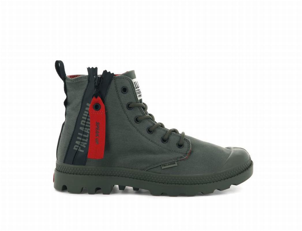 Palladium Pampa Unzipped Damen Stiefel Olivgrün ||396458-AQC||